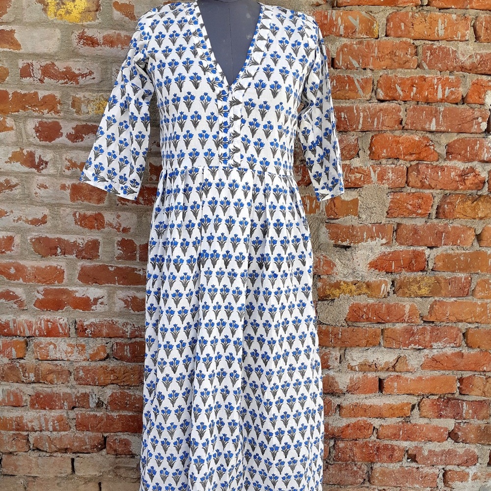 Block Print Long Cotton Dress